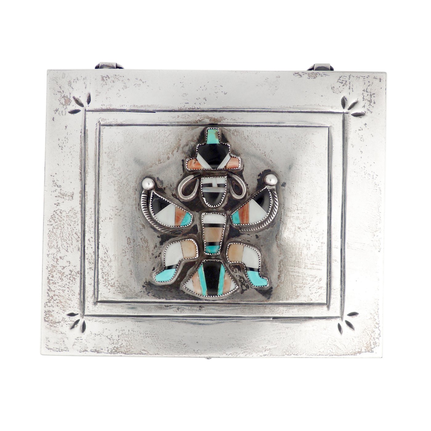 Zuni Silver Box with Knifewing Inlay, c.1950 Shiprock Santa Fe