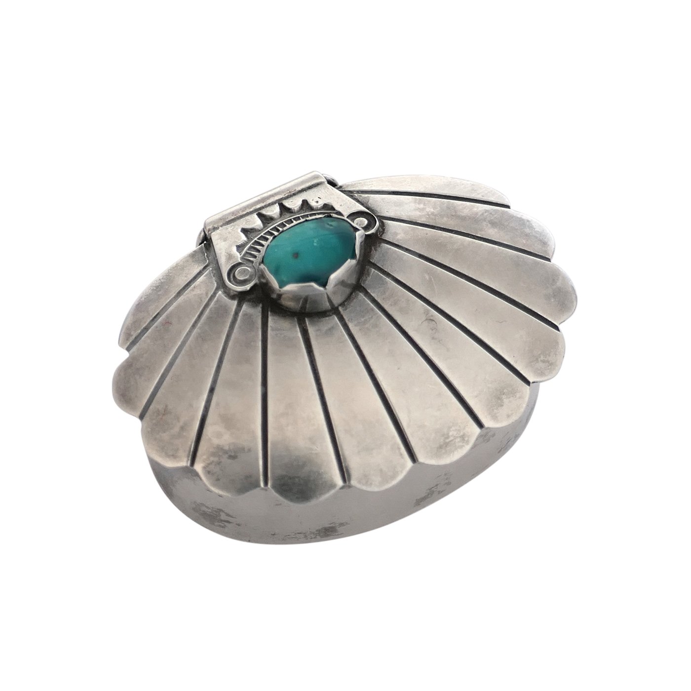 Navajo Silver Clam Shell Box with Turquoise Cabochon, c.1950 | Shiprock ...