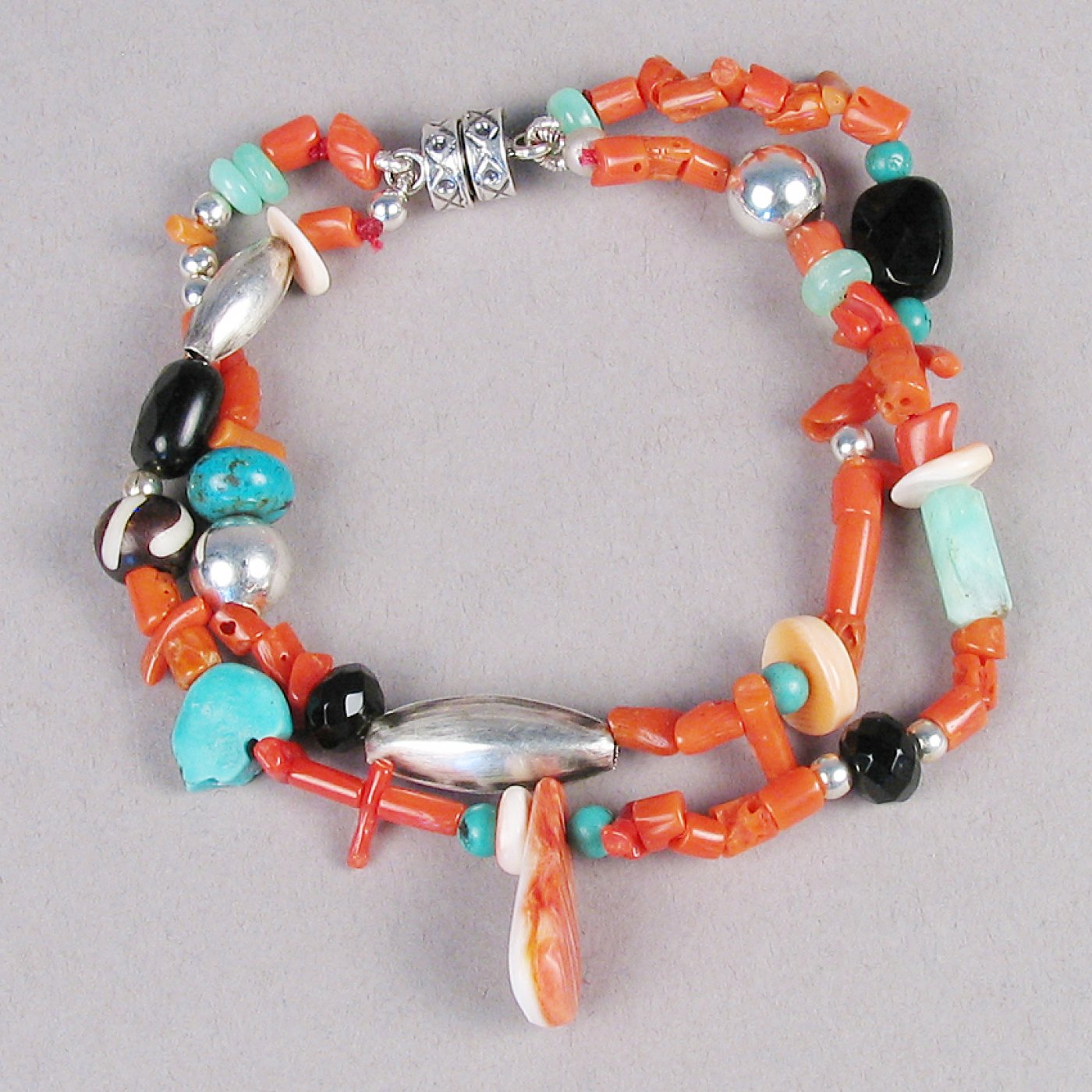 Double Strand Coral Charm Bracelet | Shiprock Santa Fe