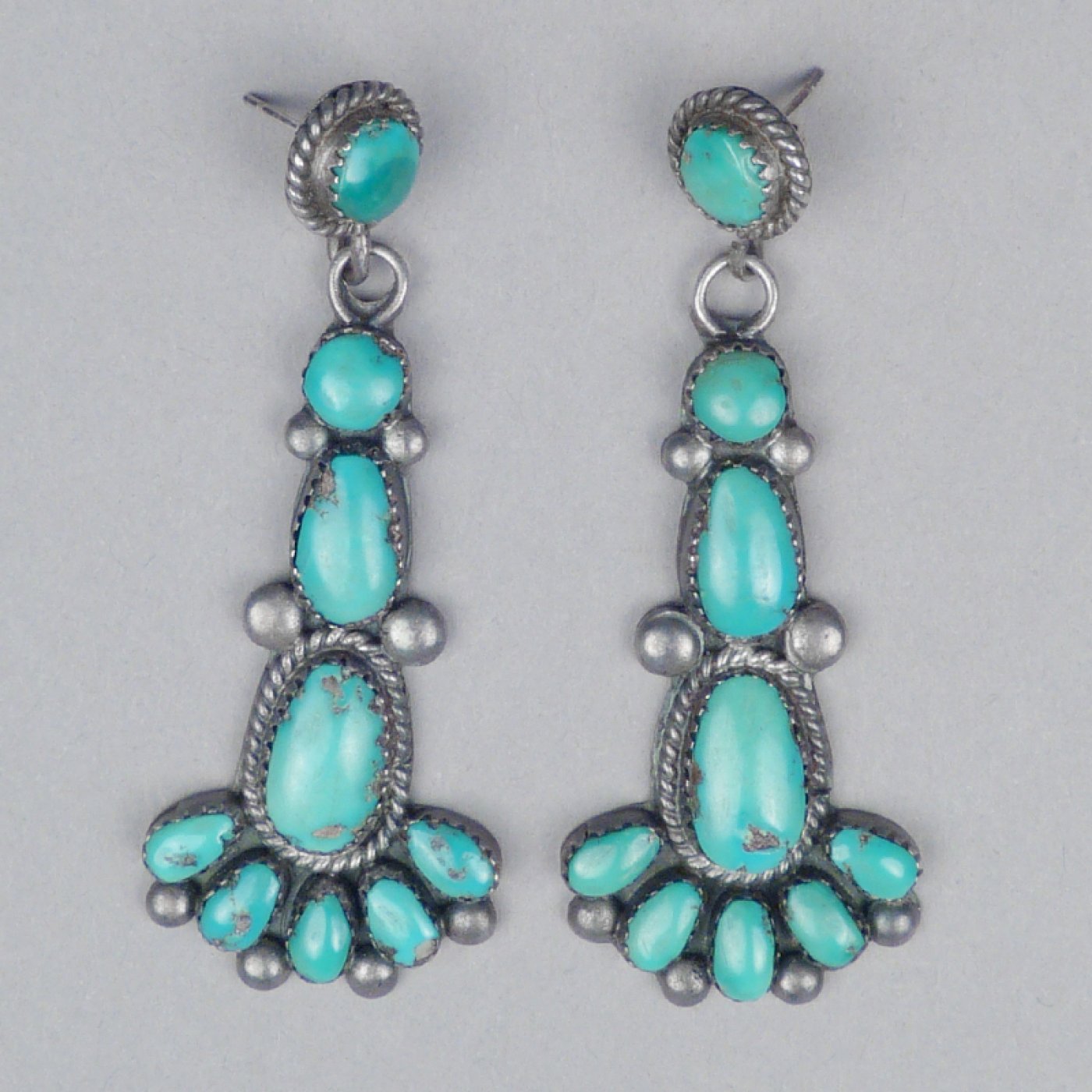 Zuni Dangle Earrings with Turquoise Stones, c.1970 | Shiprock Santa Fe