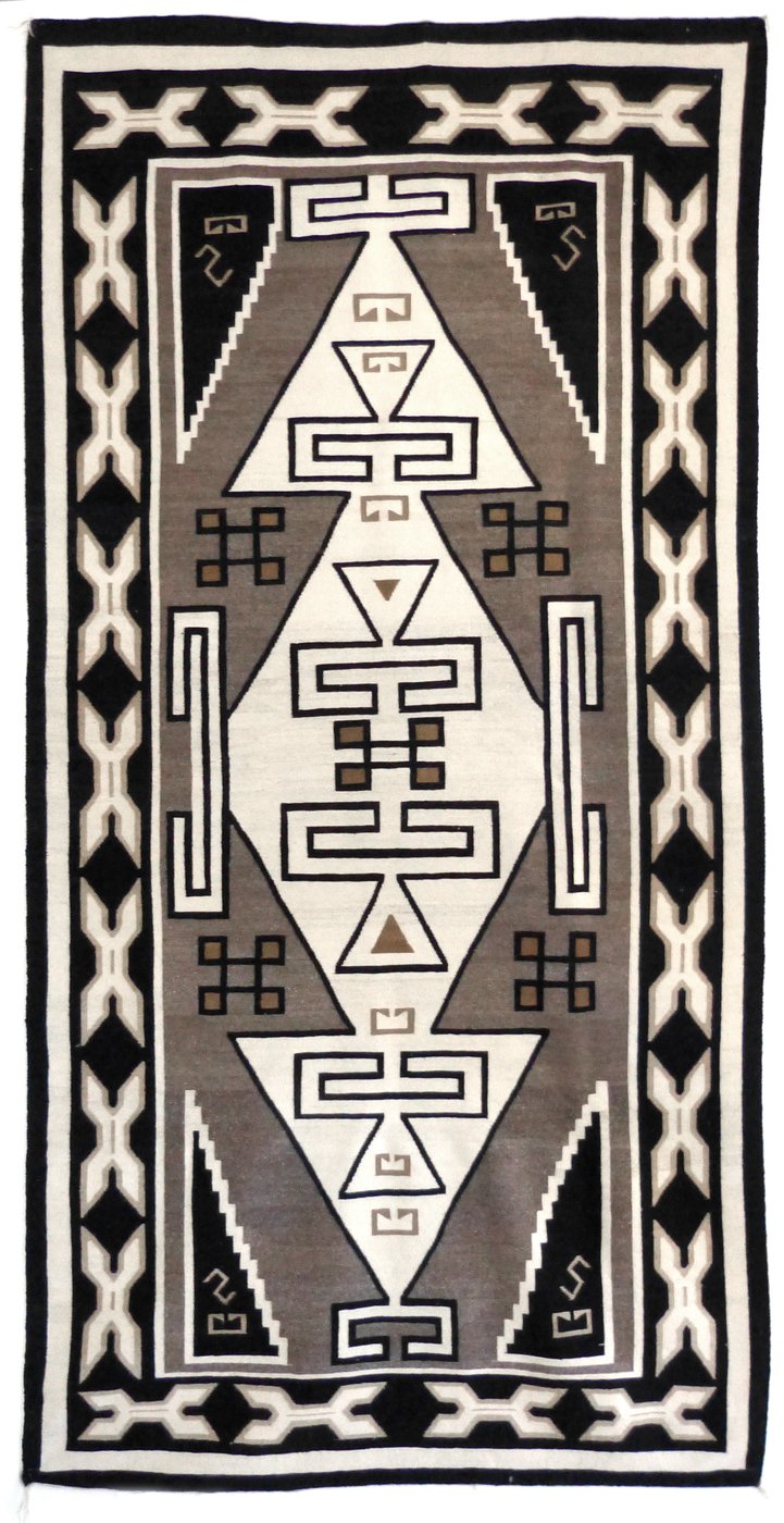 Navajo Two Grey Hills Trading Post Rug, c.1930 Shiprock Santa Fe