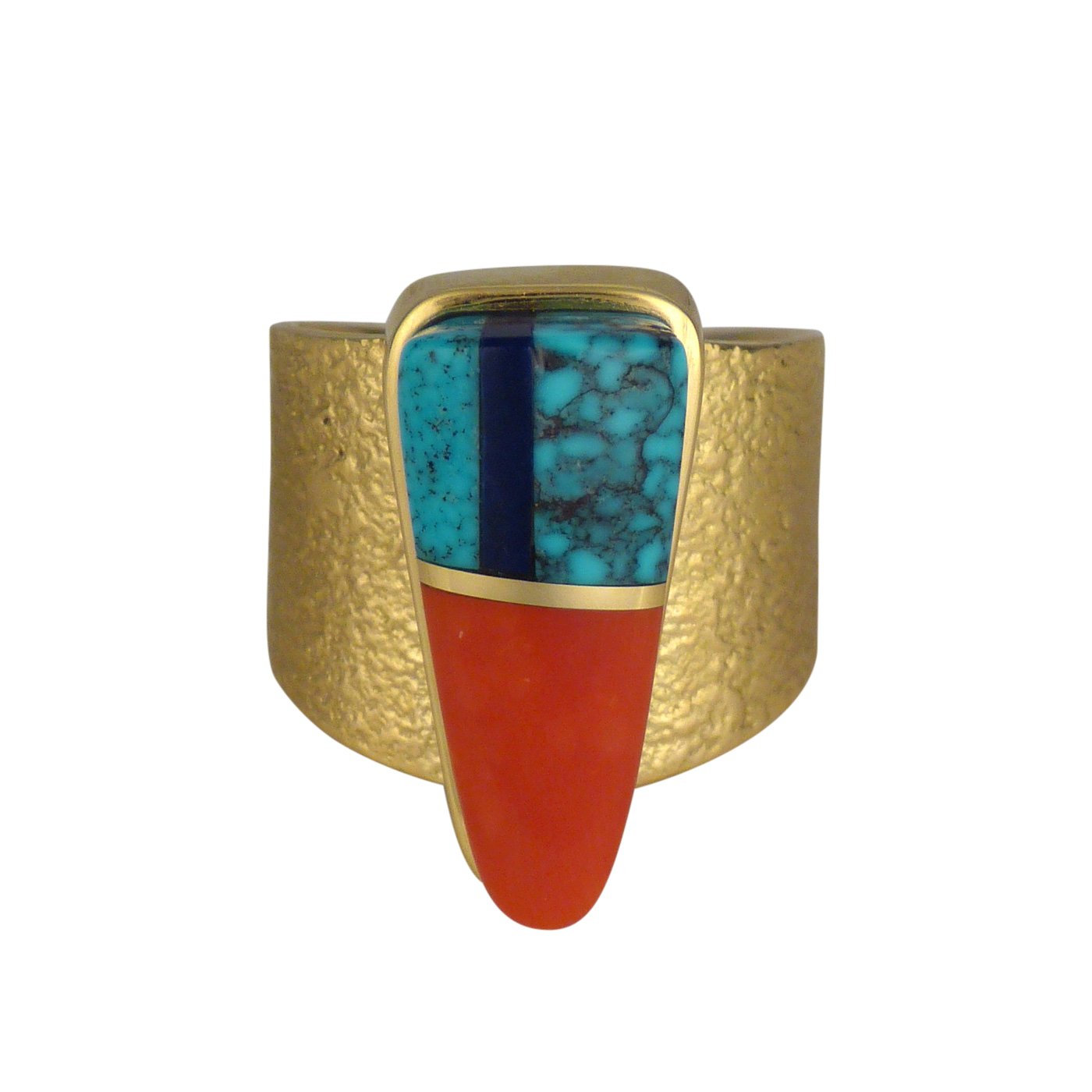 Sonwai, Hopi Cast 18k Gold Ring with Height Inlay | Shiprock Santa Fe