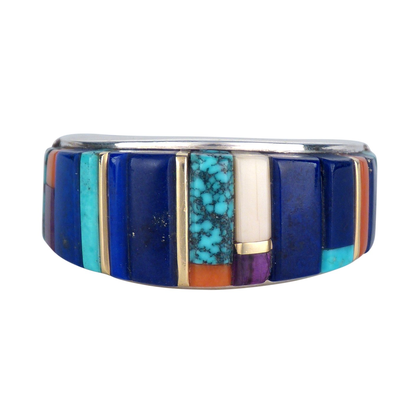 Sonwai, Hopi Cast Silver Ring with Inlay | Shiprock Santa Fe