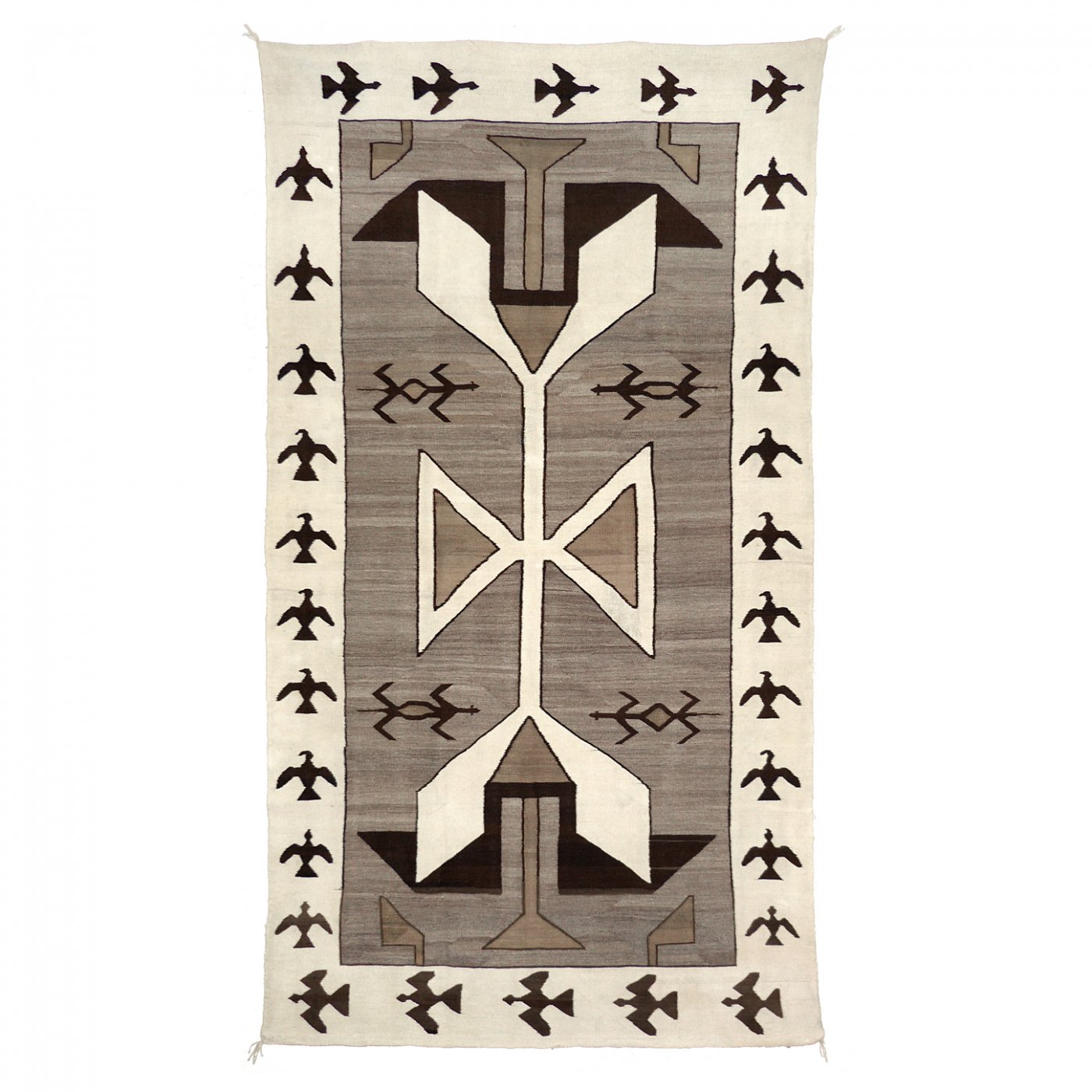 Navajo Natural Crystal Rug with Pictorial Elements, c.1920 Shiprock