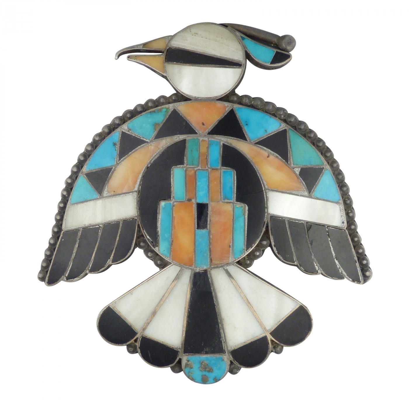 Zuni Channel Inlay Thunderbird Pin, c.1950's | Shiprock Santa Fe