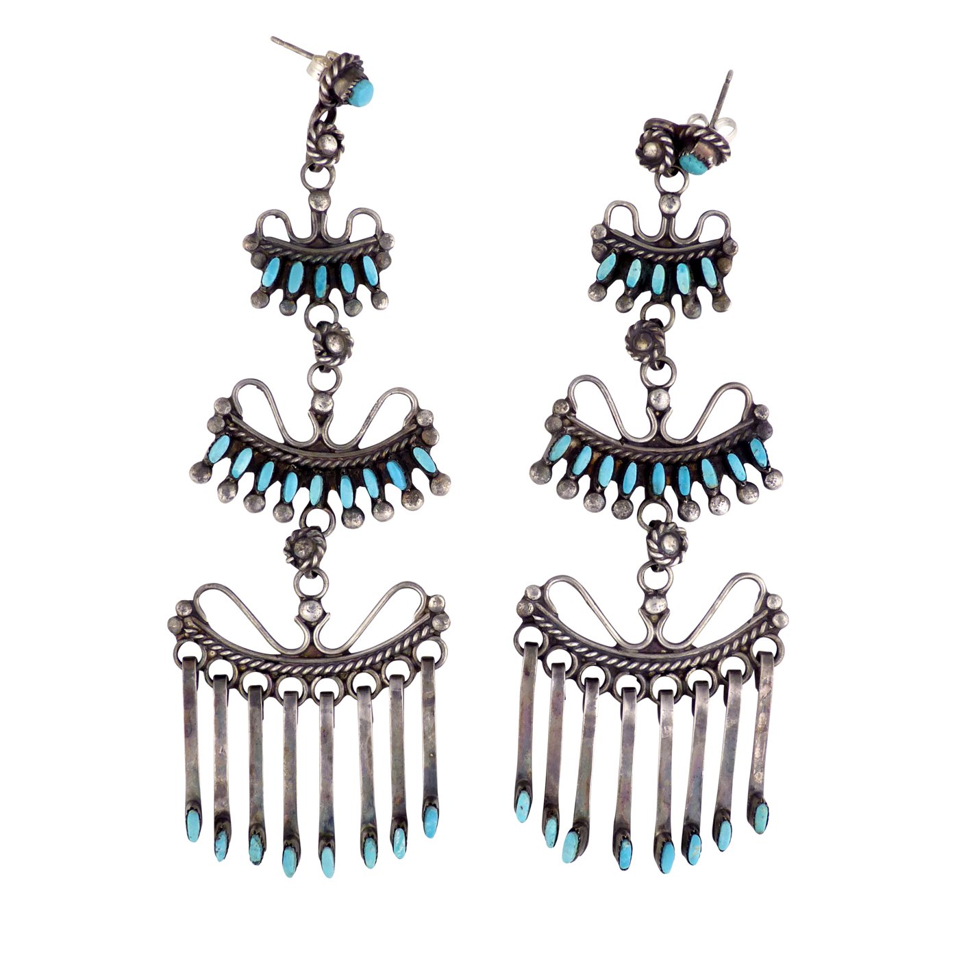 Zuni Chandelier Earrings, c.1970 Shiprock Santa Fe