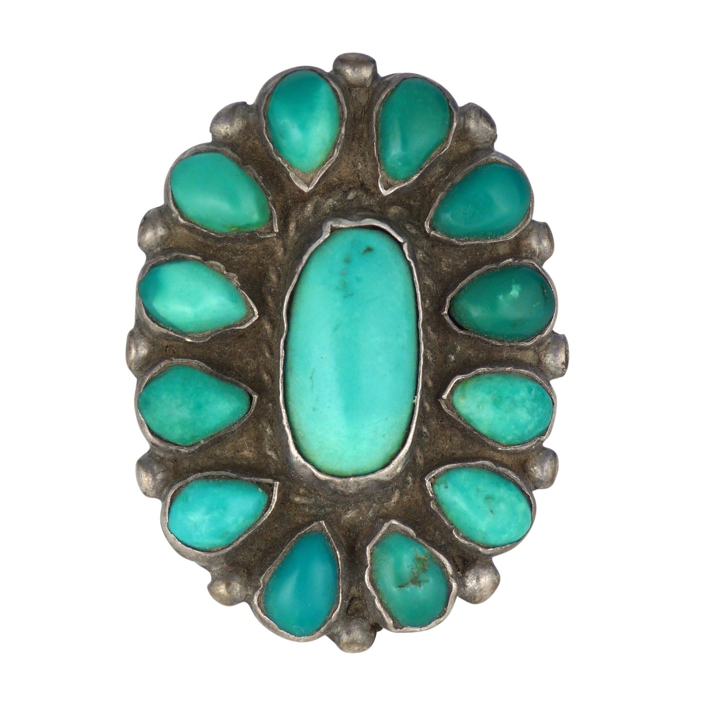 Navajo Silver Cluster Ring, c.1950 Shiprock Santa Fe