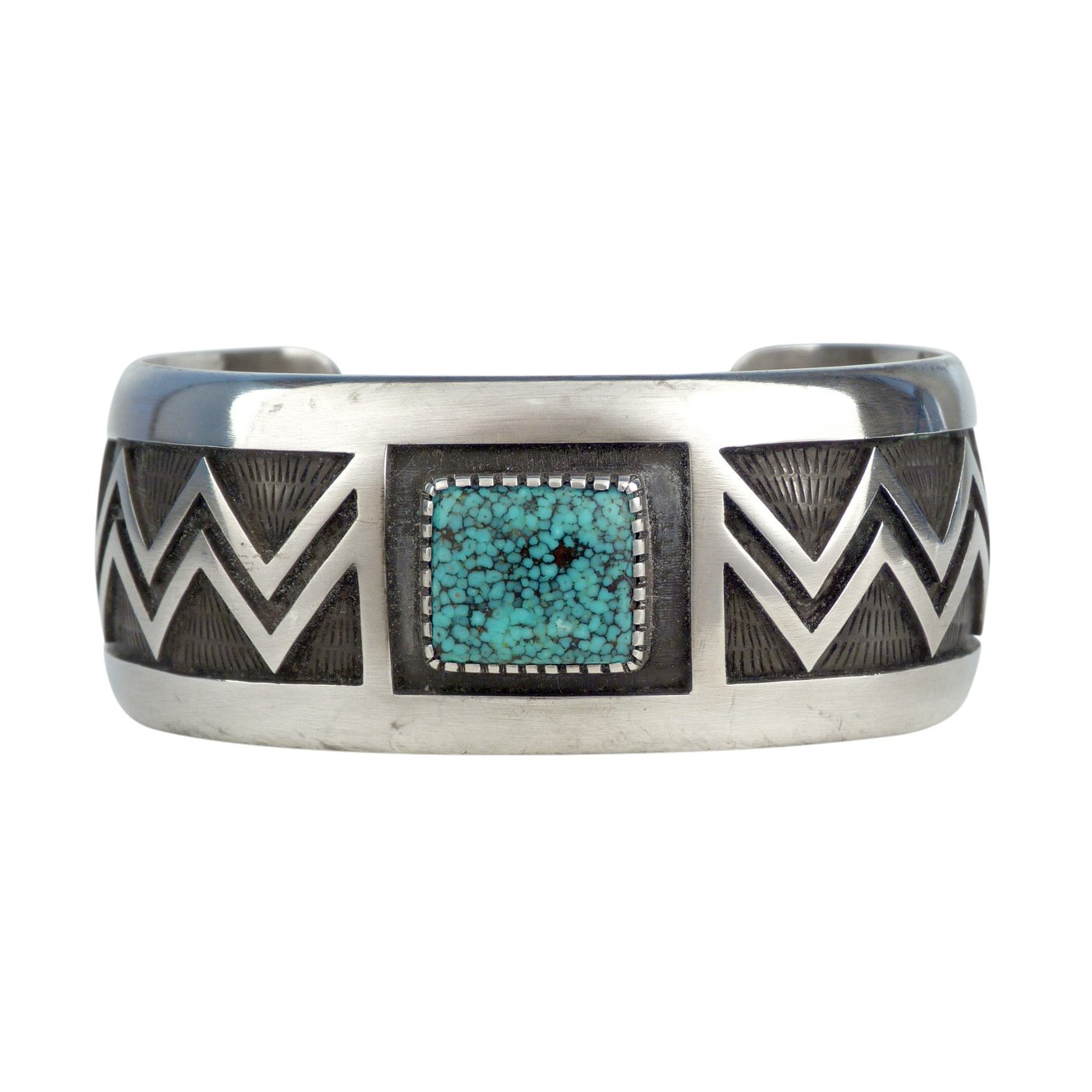 Robert Lomadapki, Hopi Silver Overlay Bracelet with Turquoise  