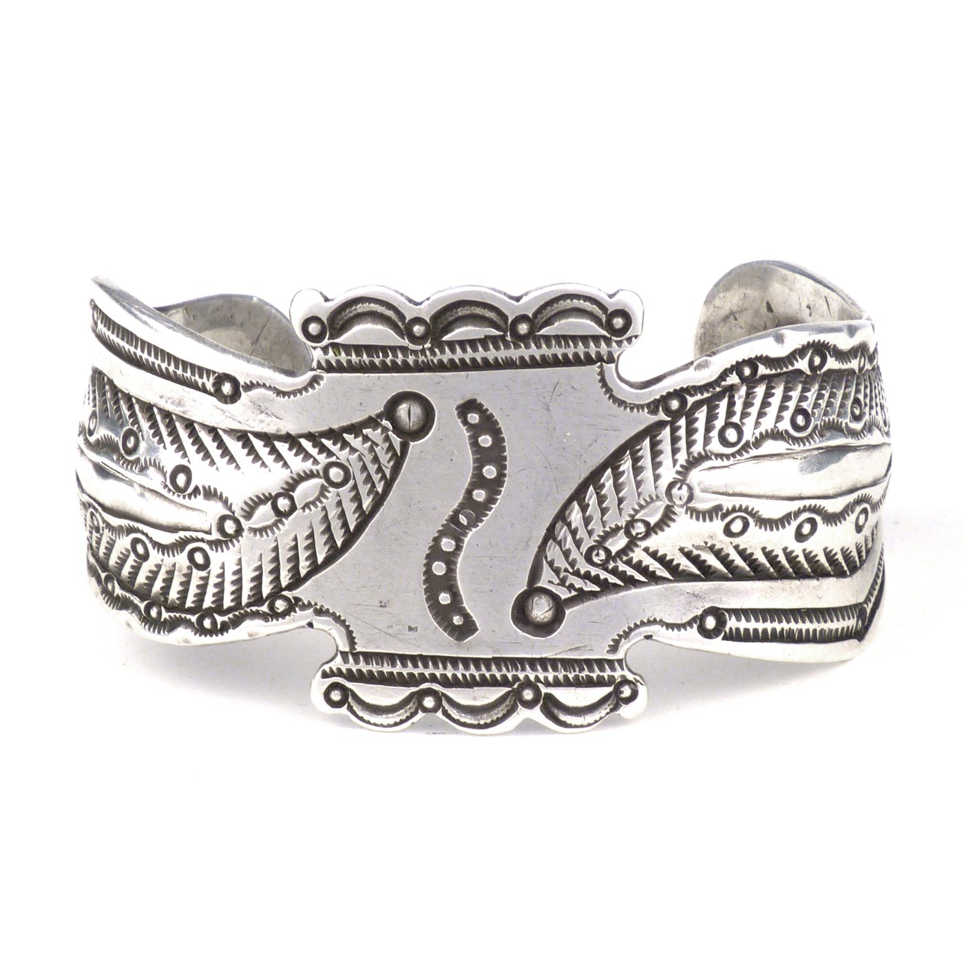 Navajo Stamped Silver Bracelet with Repousse, c.1920 | Shiprock Santa Fe