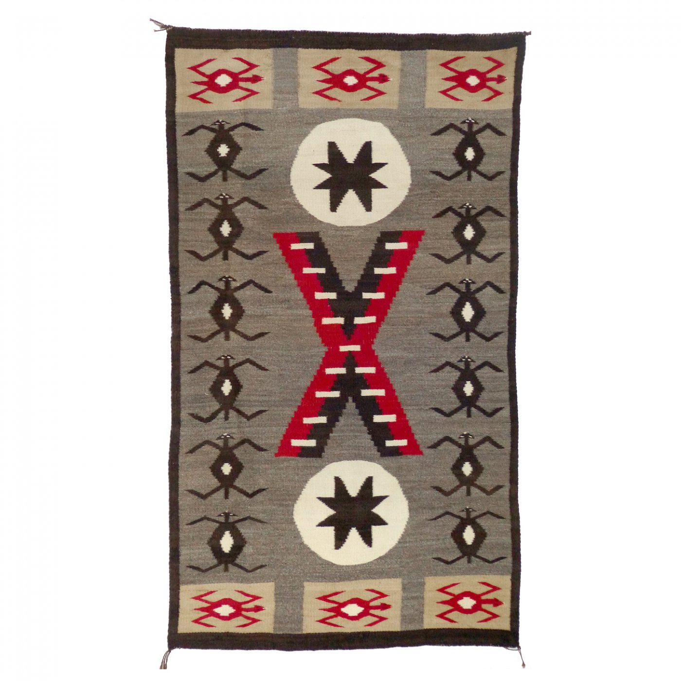 Navajo Rug with Waterbug and Valero Star Motifs, c.1920 Shiprock Santa Fe