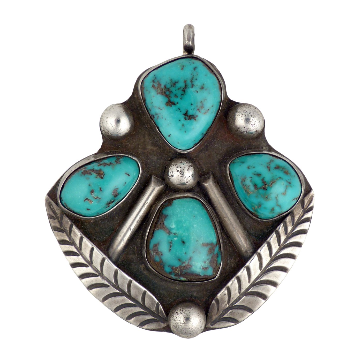 Vintage Zuni Pendant with Four Turquoise Stones | Shiprock Santa Fe
